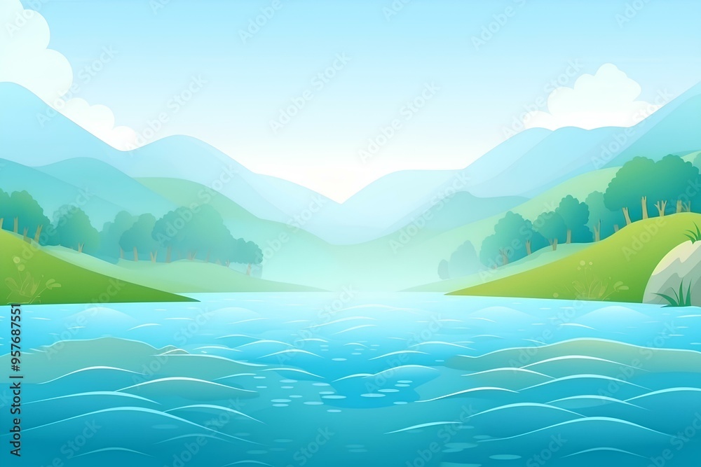 landscape with lake and mountains landscape with lake and mountains