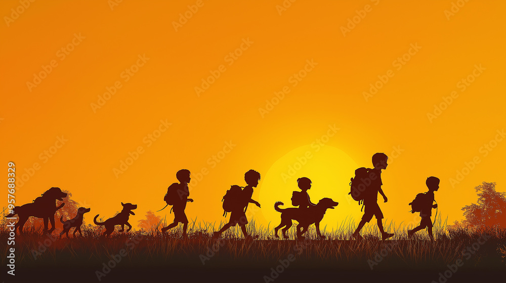 October night illustration, skittish girl in a black costume and hat creates creepy silhouette, embodying the horror and scary vibes of Halloween, as children in background enjoy the festive party. October night illustration, skittish girl in a black costume and hat creates creepy silhouette, embodying the horror and scary vibes of Halloween, as children in background enjoy the festive party.