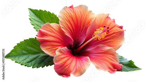 Tropical Flowers: The Hibiscus and Its Nature's Splendor on a Transparent Background.