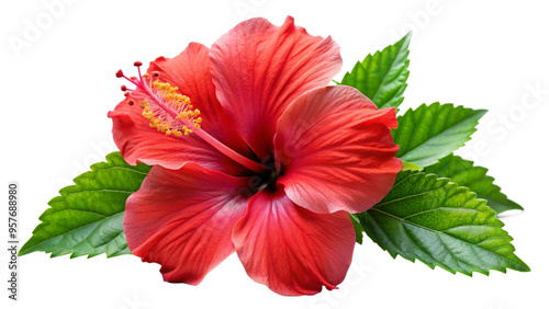 Tropical Flowers: The Hibiscus and Its Nature's Splendor on a Transparent Background.