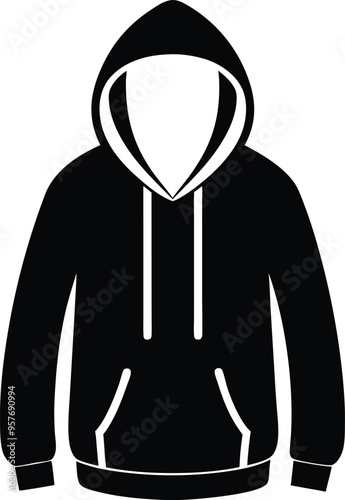 Classic Hooded Sweatshirthoodie, sweatshirt, hooded, black and white, apparel, fashion, clothing, streetwear, casual, graphic design, vector, illustration, silhouette, pullover, outerwear, unisex, urb