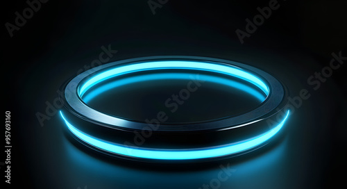 “Abstract Futuristic Background with a Blue Glowing Ring” 