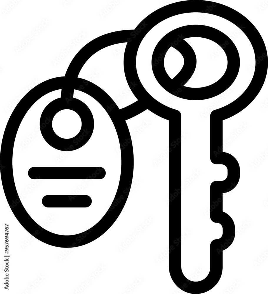 Simple vector icon of a key with a blank tag, representing concepts like safety, ownership, and access control Simple vector icon of a key with a blank tag, representing concepts like safety, ownership, and access control