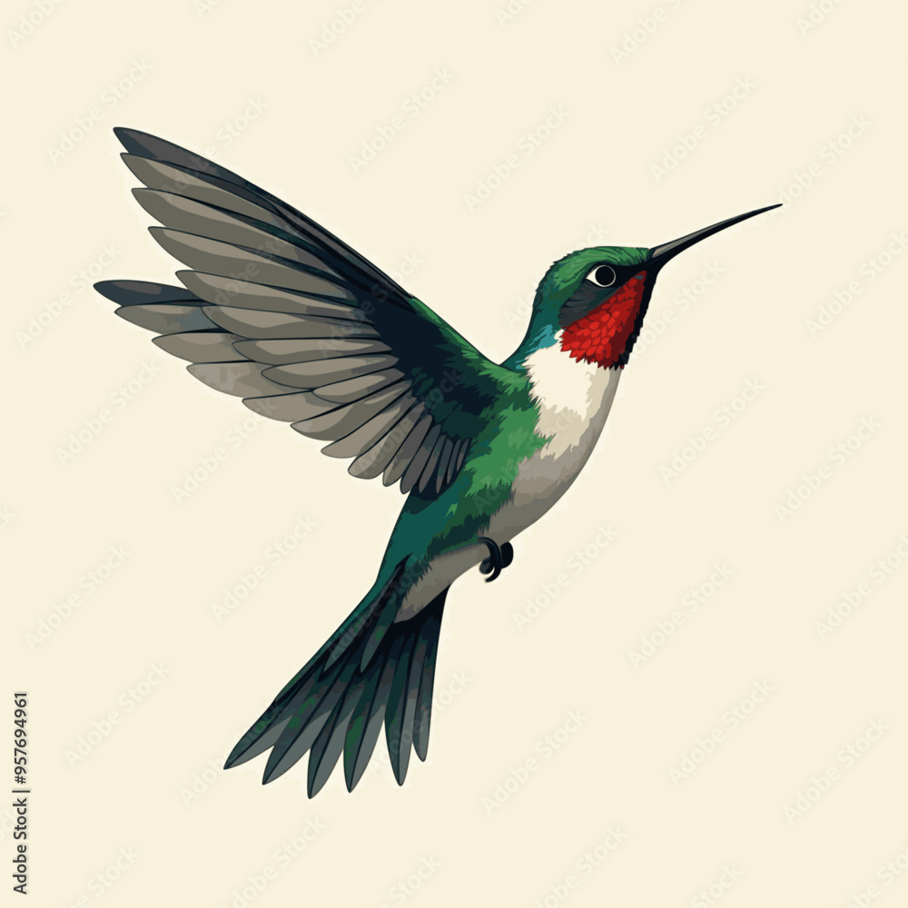 Fantasy world. Vector illustration of paradise hummingbird bird isolated on a gray background. Abstract drawing. Fantasy world. Vector illustration of paradise hummingbird bird isolated on a gray background. Abstract drawing.