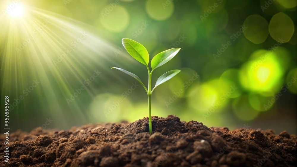 Low poly plant sprouting and growing in soil, nature, growth, polygonal, organic, agriculture, green Low poly plant sprouting and growing in soil, nature, growth, polygonal, organic, agriculture, green