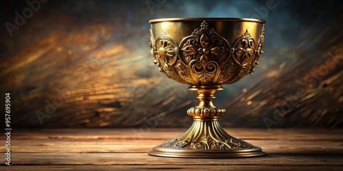 Holy grail chalice with intricate design and ornate detailing, holy grail, chalice, medieval, religious, artifact, cup, treasure