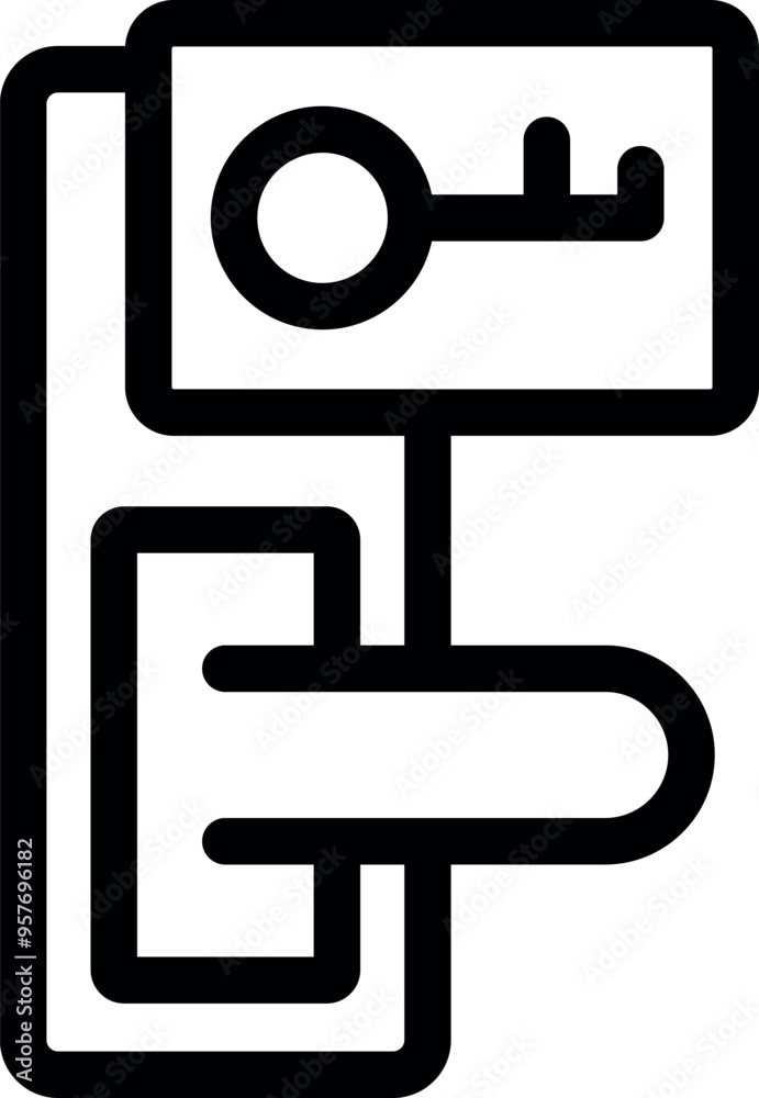This simple and clear icon represents a hotel door handle with a keyhole, symbolizing access, security, and privacy This simple and clear icon represents a hotel door handle with a keyhole, symbolizing access, security, and privacy