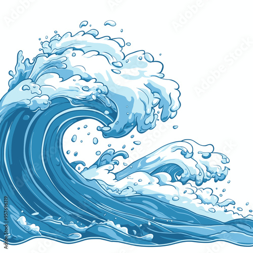 Sea waves sketch. Storm wave, vintage tide and ocean beach storms hand drawn vector illustration set