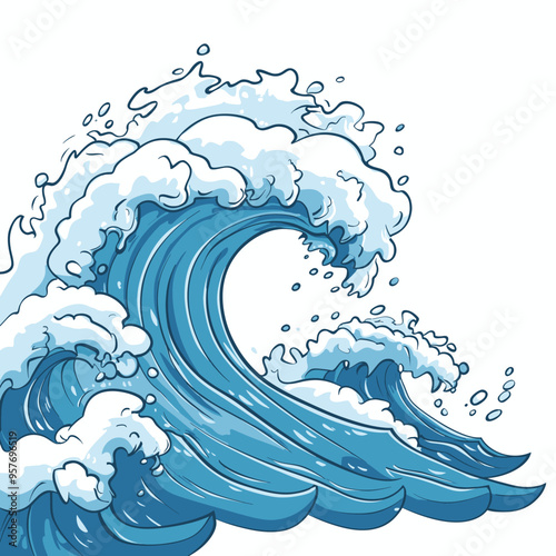 Sea waves sketch. Storm wave, vintage tide and ocean beach storms hand drawn vector illustration set