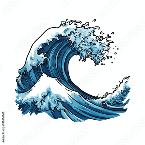 Sea waves sketch. Storm wave, vintage tide and ocean beach storms hand drawn vector illustration set