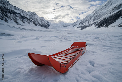 Winter Adventures: Viridian Sled Racing on a Glacier Path photo