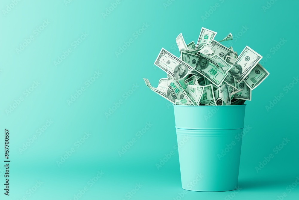 Pay day concept, cash flowing from a paycheck into a bank account, 3D rendering Pay day concept, cash flowing from a paycheck into a bank account, 3D rendering