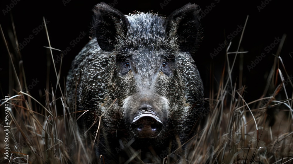 Naklejka premium Camera-wielding pig captures its own reflection