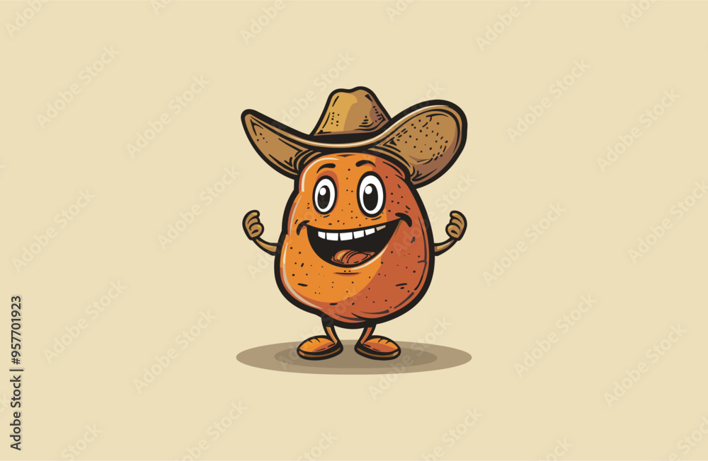 Potato hat cute logo vector icon illustration. Potato hat cute logo vector icon illustration.
