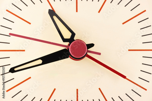 Detail Of A Red Retro Analog Alarm Clock   photo