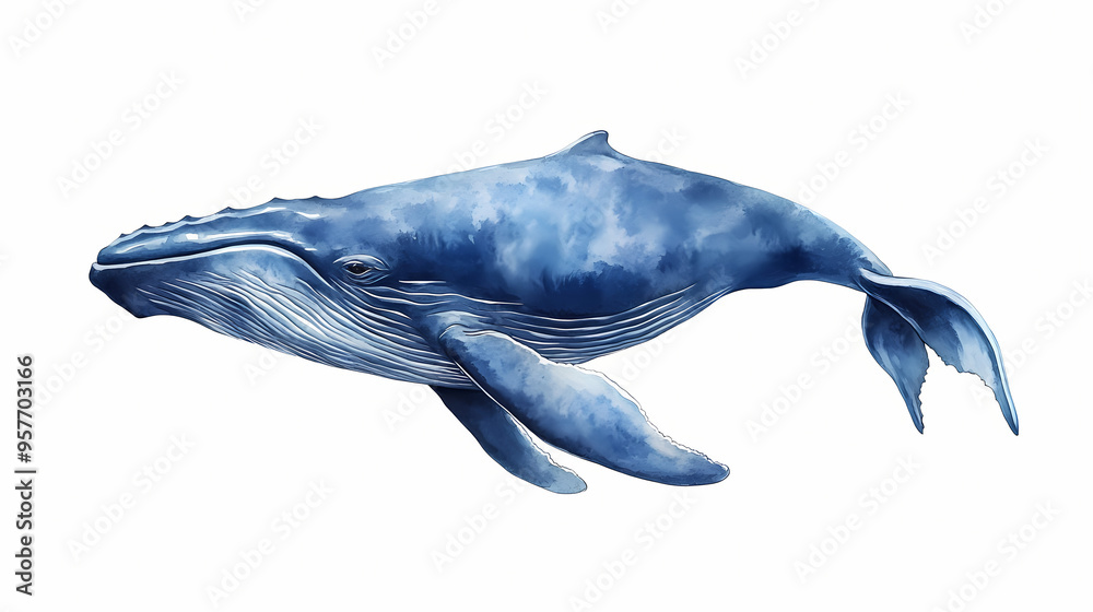 Blue whale watercolor hand drawn illustration isolated. Whale. Illustration Blue whale watercolor hand drawn illustration isolated. Whale. Illustration