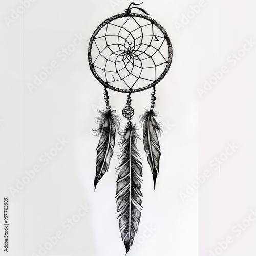 dream, catcher, dreamcatcher, tattoo, vector, illustration, tribal, art, pattern, design, decoration, symbol, black, ornament, flower, skull, floral, vintage, antique, heraldic, element, drawing photo