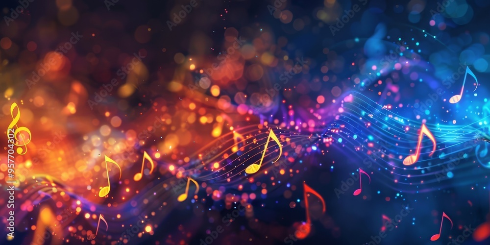 Fototapeta premium Abstract musical notes background representing harmony and melody
