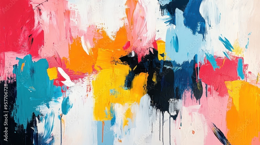 Abstract Painting Texture with Colorful Strokes and Drips Abstract Painting Texture with Colorful Strokes and Drips