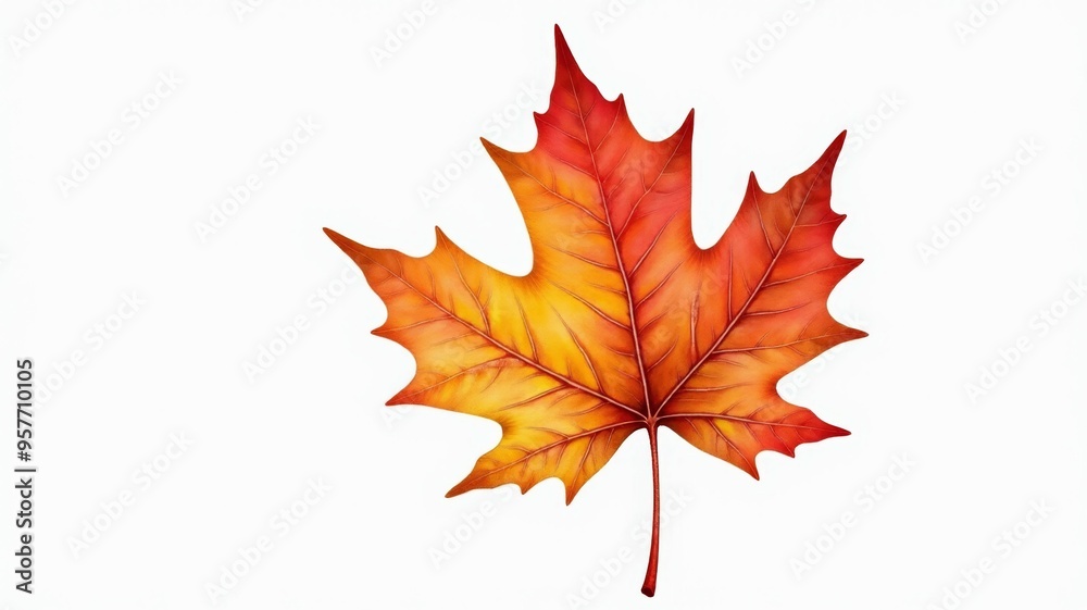 A leaf with a yellow color is shown on a white background A leaf with a yellow color is shown on a white background