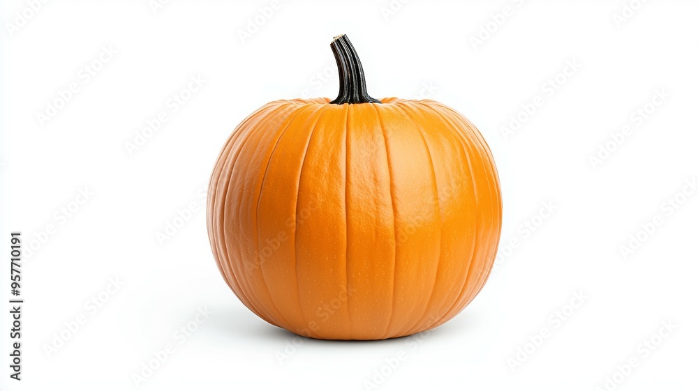 A large orange pumpkin with a black stem