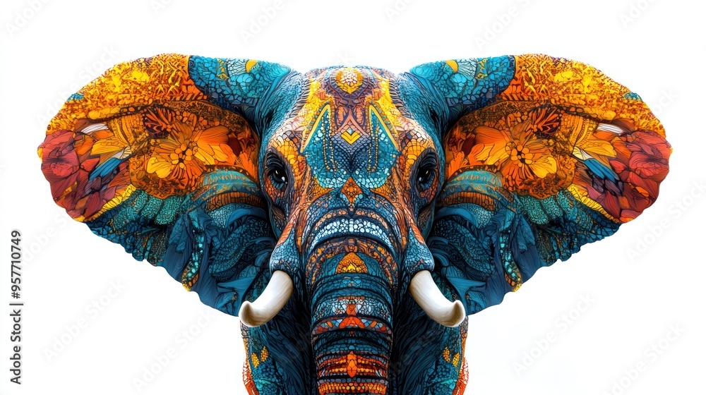 Obraz premium A Colorful, Ornate Elephant Portrait