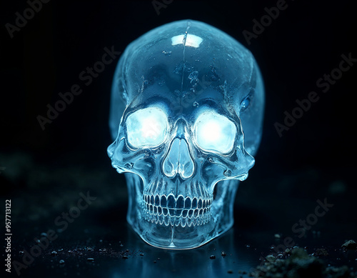 Crystal Skull with Glowing Eyes