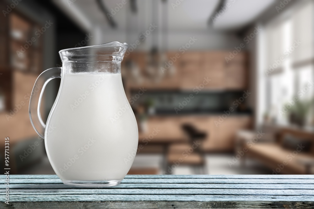 Bottle of white fresh Milk placed on the table Bottle of white fresh Milk placed on the table