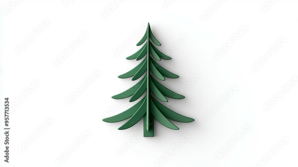 A green Christmas tree is shown on a white background A green Christmas tree is shown on a white background