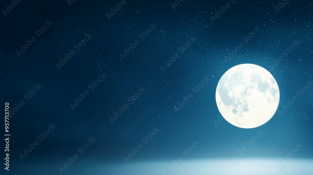 A large white moon is in the sky above a dark blue background A large white moon is in the sky above a dark blue background