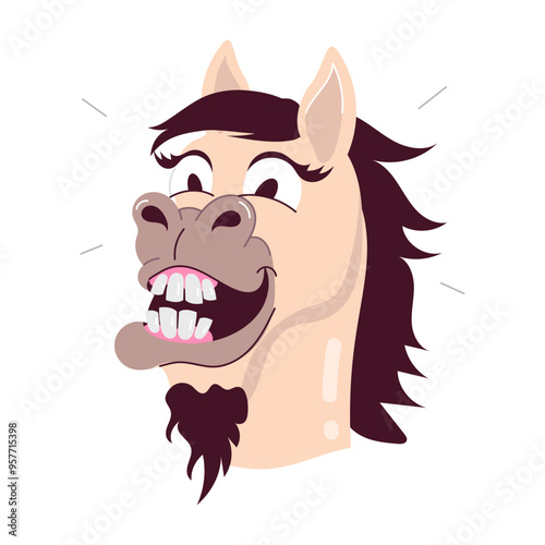 Funny horse sticker in cartoon style 