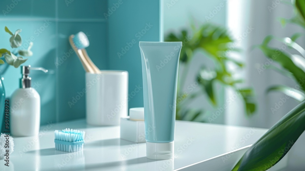 Toothpaste: A tube of refreshing mint toothpaste with a twist-off cap, placed conveniently next to the toothbrush holder on the counter for easy access.
Toothpaste: A tube of refreshing mint toothpaste with a twist-off cap, placed conveniently next to the toothbrush holder on the counter for easy access.
