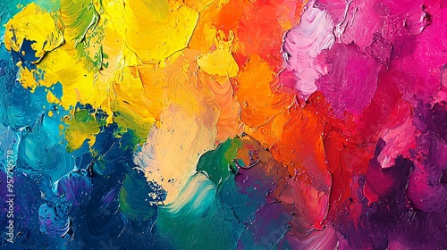 Vibrant Abstract Paint Splashes Blending Together for a Lively and Positive Artistic Desig