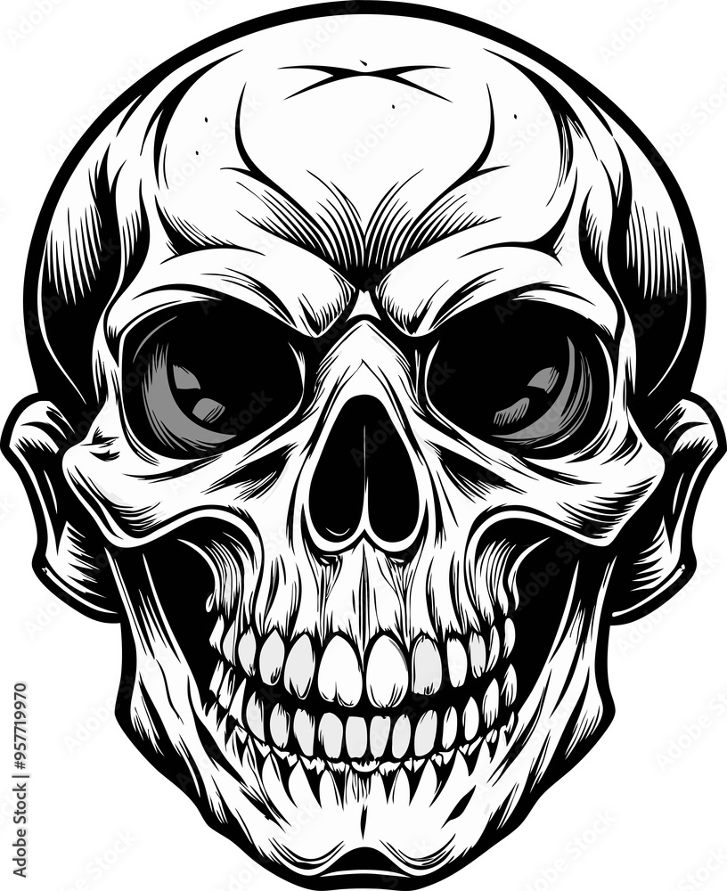 Fototapeta premium Skull death flat vector icons for apps and games. Human skull png file,