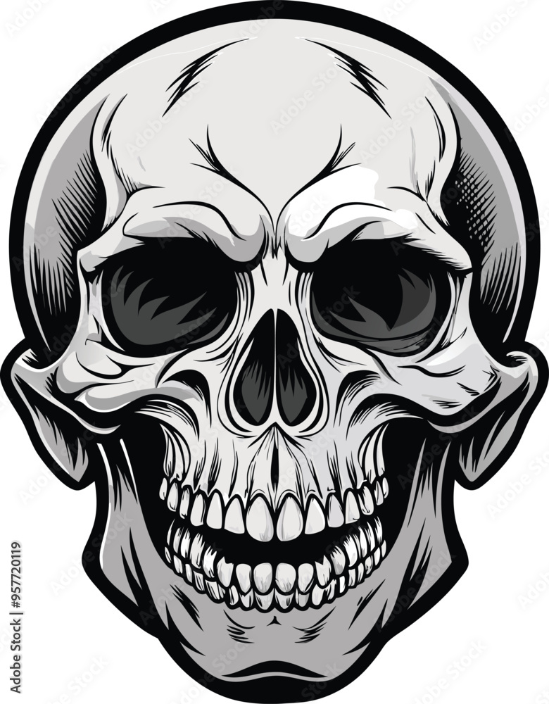 Fototapeta premium Skull death flat vector icons for apps and games. Human skull png file, 