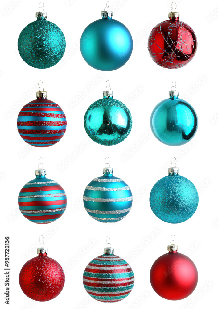 set of christmas ornaments, isolated transparent, png, background, blue and red set of christmas ornaments, isolated transparent, png, background, blue and red