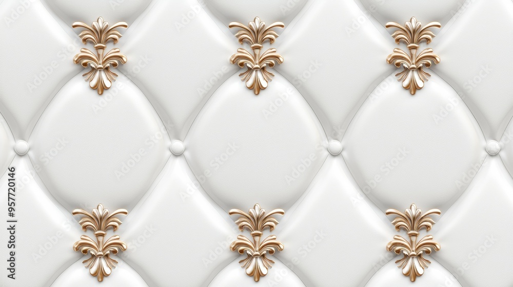 A white and gold design with a floral pattern A white and gold design with a floral pattern
