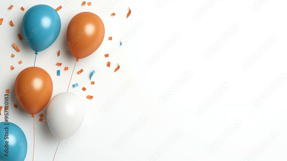 A bunch of balloons with orange and blue colors A bunch of balloons with orange and blue colors