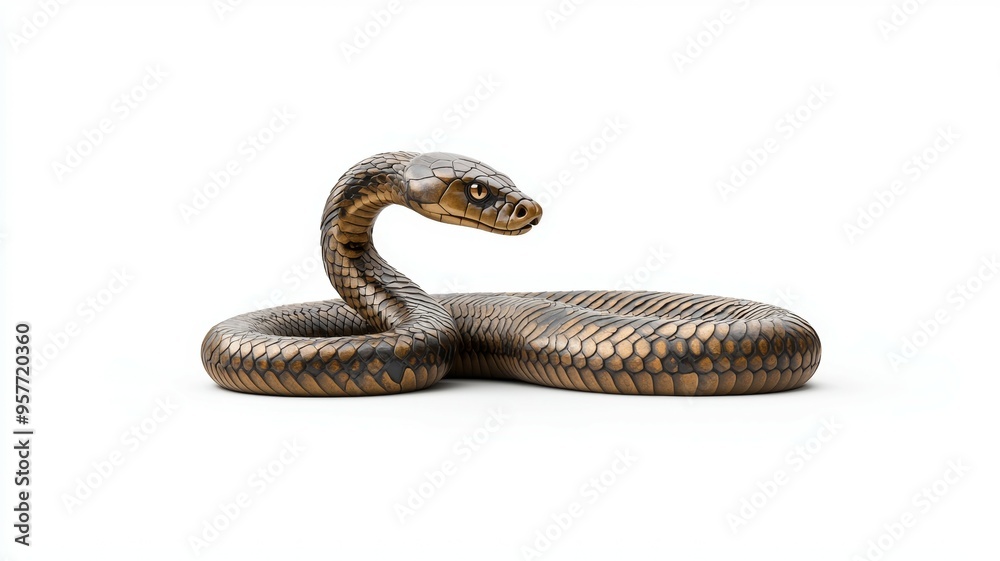 A snake is curled up on a white background A snake is curled up on a white background
