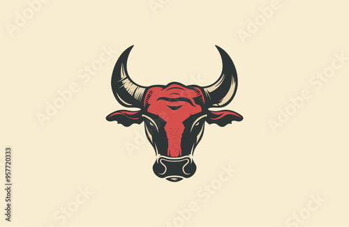 Head bull logo vector icon illustration.