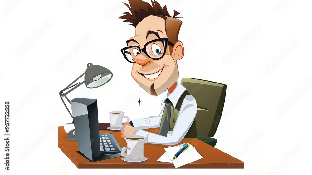 Stunning Office Cartoon Character: A Fun and Lively Workplace Visual. Showcasing Creativity and Energy Stunning Office Cartoon Character: A Fun and Lively Workplace Visual. Showcasing Creativity and Energy