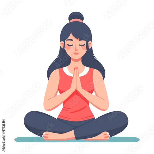 Meditation woman cartoon Vector illustration