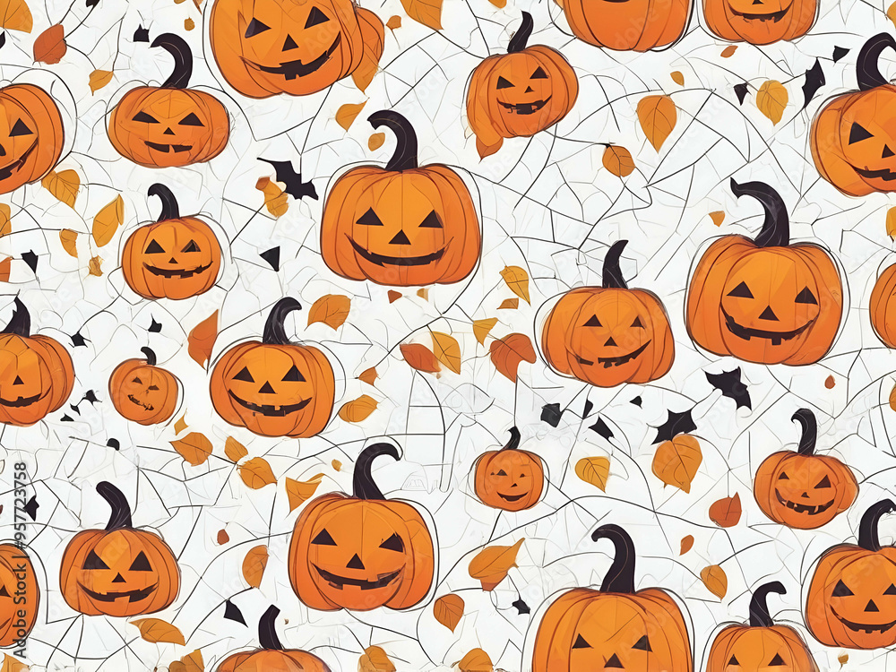abstract Cubism Cute Square Halloween Pumpkin on a White Background abstract Cubism Cute Square Halloween Pumpkin on a White Background