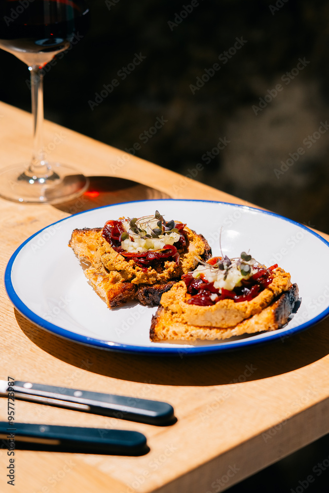 Gourmet Toast on a white plate Gourmet Toast on a white plate