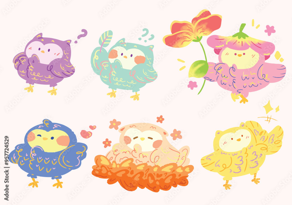 Fototapeta premium Cute Colorful Owl Illustration