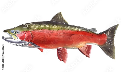 Salmon fish isolated on white without shadow. 