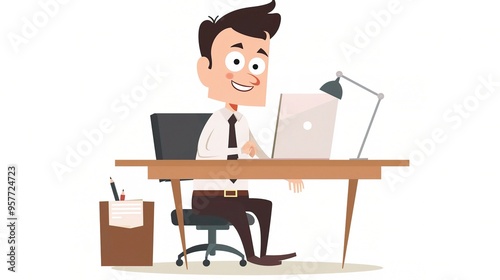 Stunning Office Cartoon Character: A Fun and Lively Workplace Visual. Showcasing Creativity and Energy.