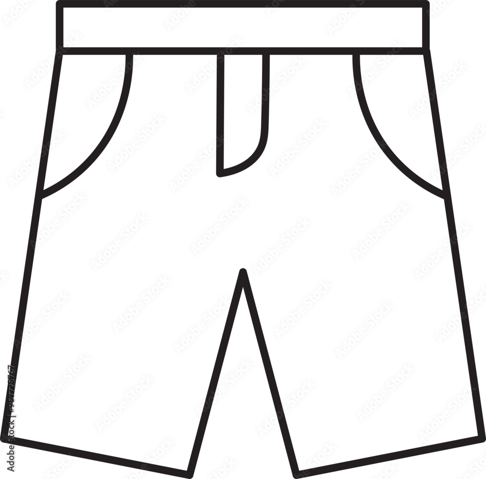 Denim Shorts Simple Minimalist Outline Vector Icon Illustration Denim Shorts Simple Minimalist Outline Vector Icon Illustration