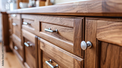 Sideboard or Credenza: An attractive furniture piece with built-in storage and drawers, used to organize dining essentials and display decorative items stylishly.
