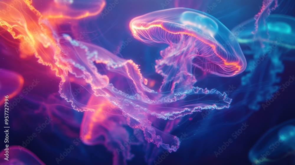 Obraz premium Neon Jellyfish